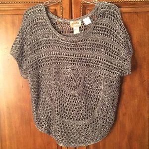 Metallic silver crochet blouse